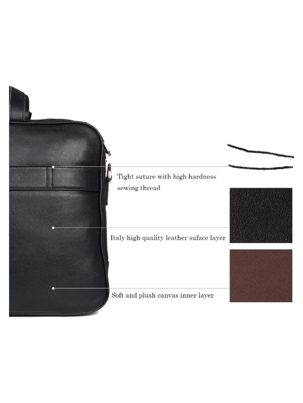 Genuine Leather Laptop Briefcase for Men, Business Travel Bag Fits 15.6